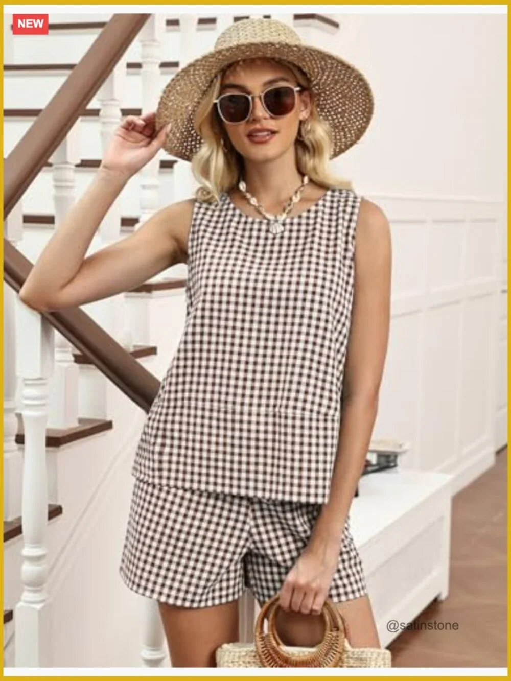 Trendy 2 Piece Shorts Set Sleeveless Tank Top Matching Pockets
